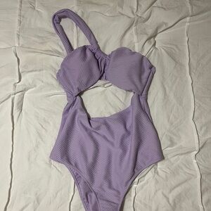 Aerie One Shoulder Lilac Swimsuit